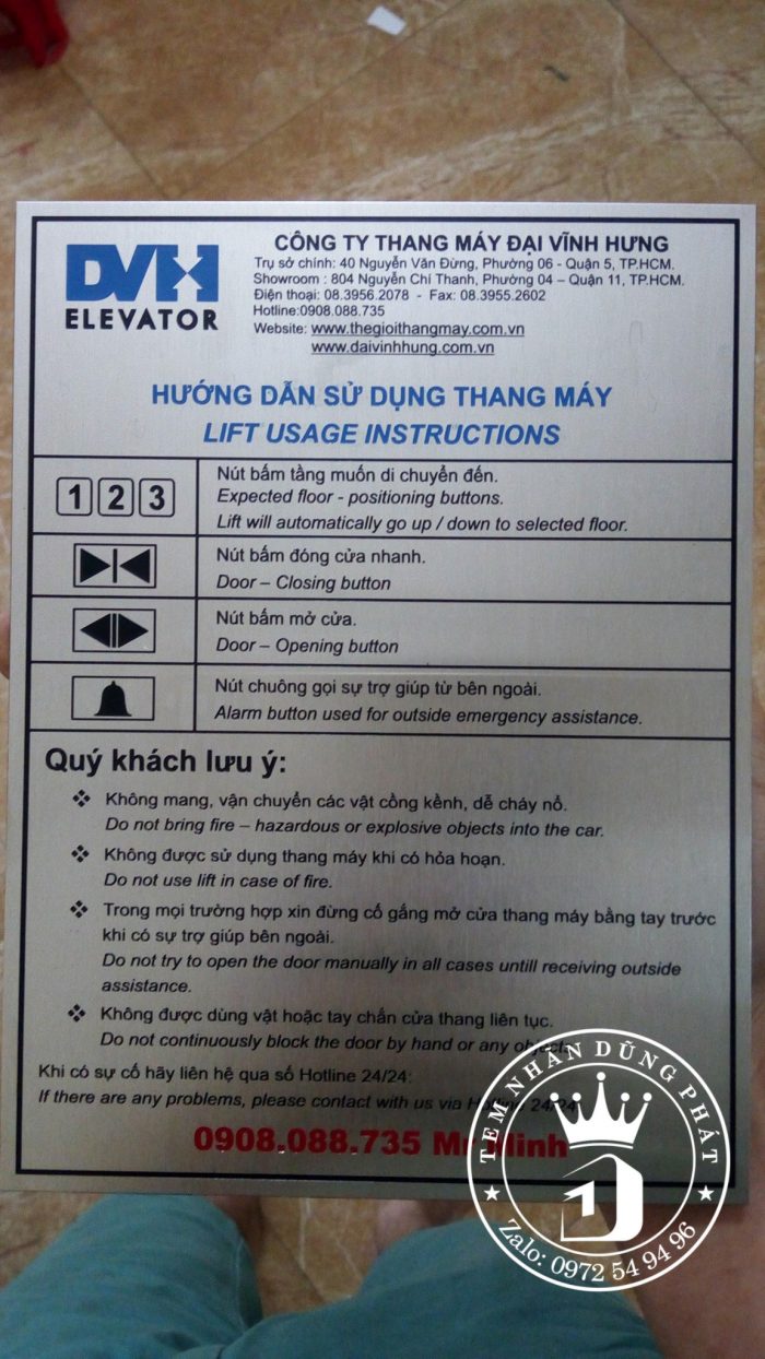 hướng dẫn sử dụng thang máy